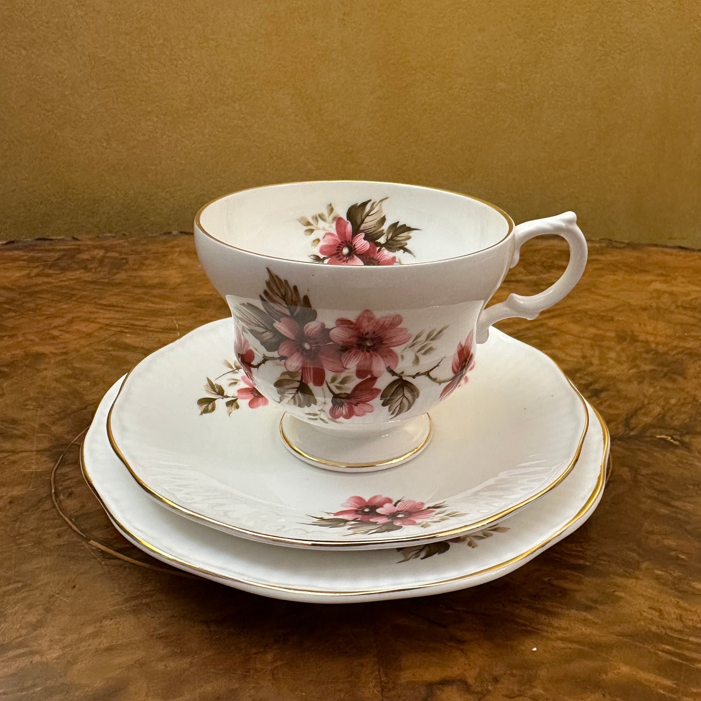 Vintage Rosina Floral Print Tea Cup Trio
