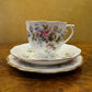 Vintage Roslyn Moss Rose tea Cup Trio Set 