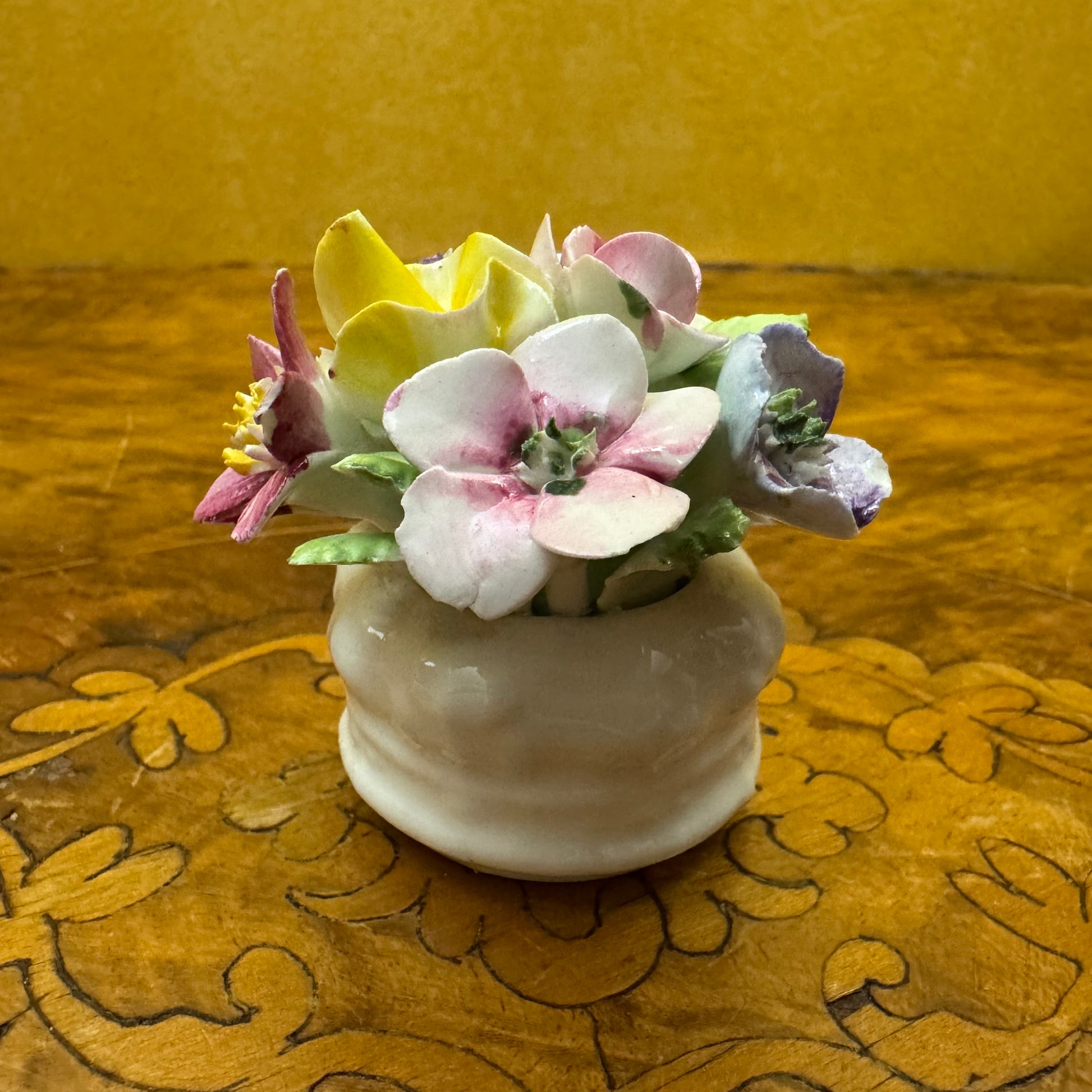Vintage Royal Adderley Bone China Floral Basket Ornament