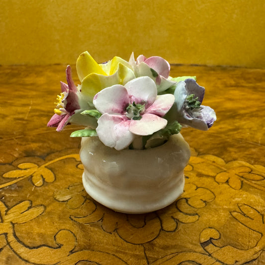 Vintage Royal Adderley Bone China Floral Basket Ornament