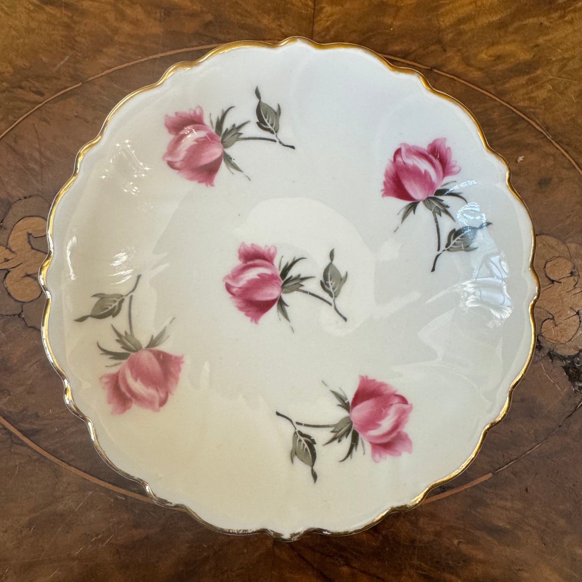 Vintage Royal Adderley Pink Rose Print Trinket Dish 