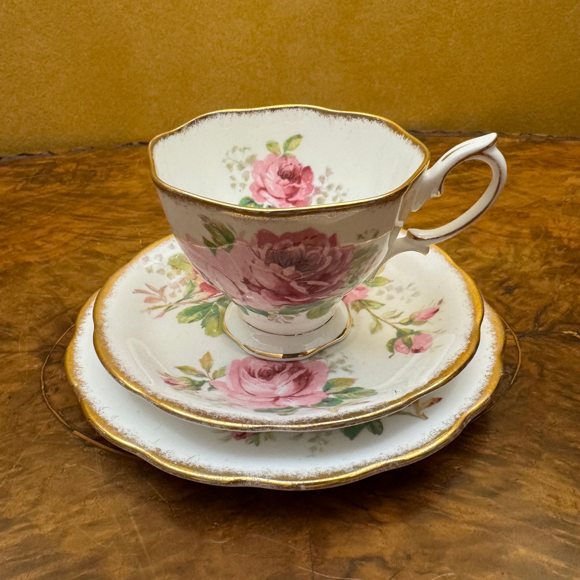 Vintage Royal Albert American Beauty Tea Cup Trio 