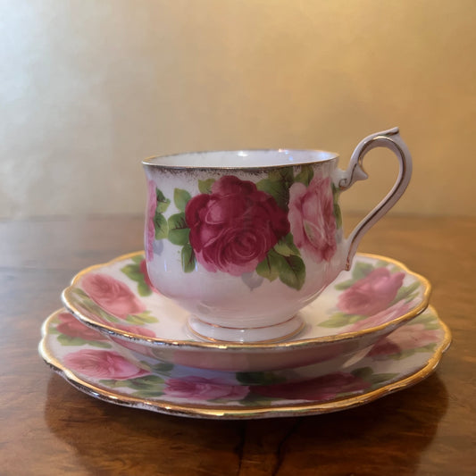 Vintage Royal Albert Old English Rose Tea Cup Trio Set