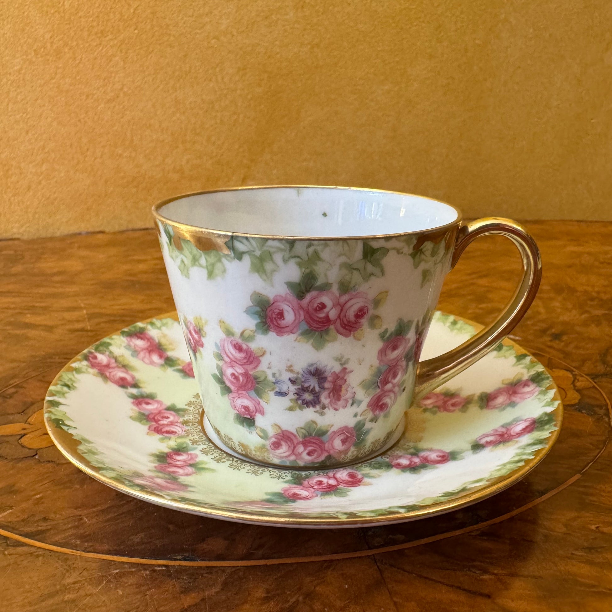 Vintage Royal Bayreuth Green Floral Print Demitasse Cup 