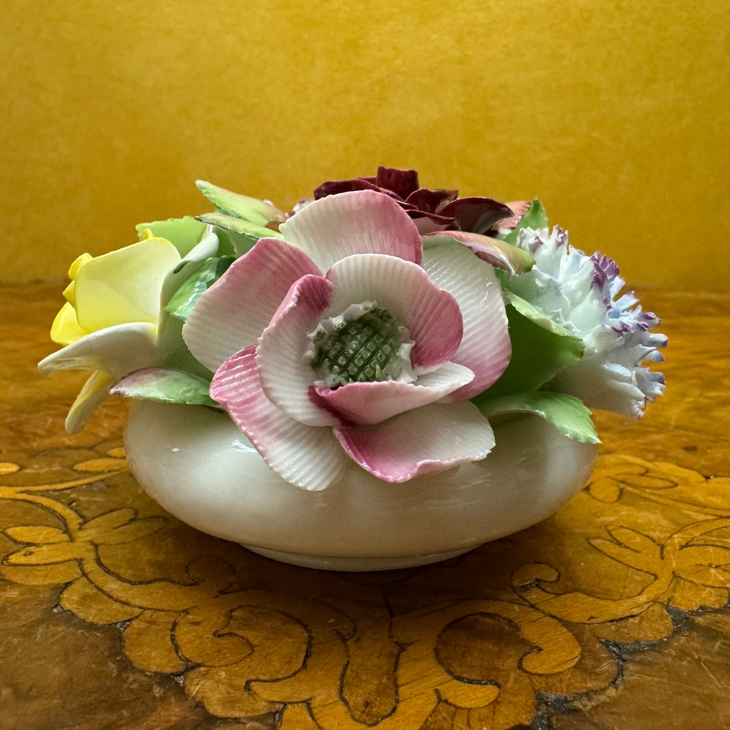 Vintage Royal Doulton Bone China Floral Bouquet Basket Ornament 