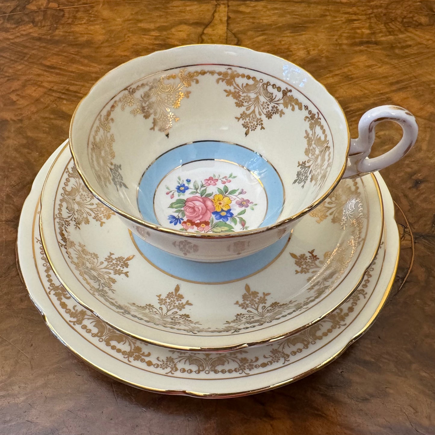 Vintage Royal Grafton Floral Motif Tea Cup Trio