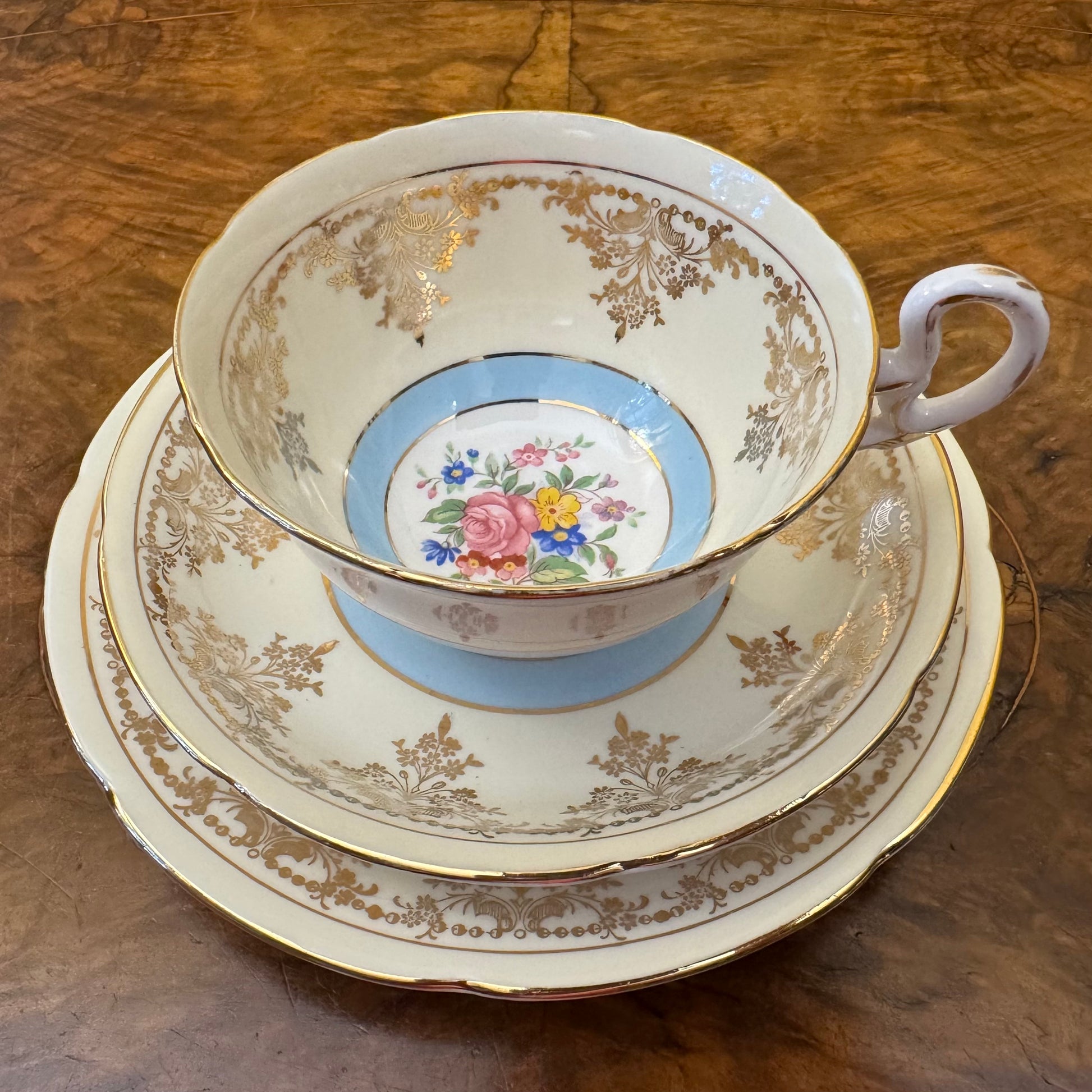 Vintage Royal Grafton Floral Motif Tea Cup Trio