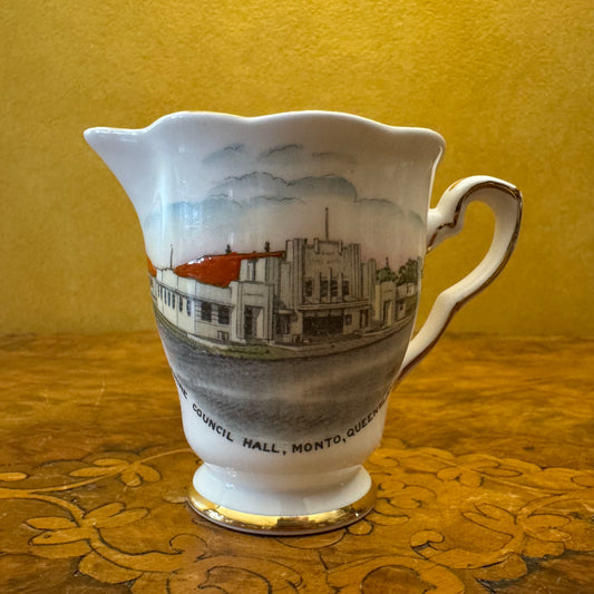 Vintage Royal Staffords Shire Council Hall, Monto, Queensland Creamer Jug 