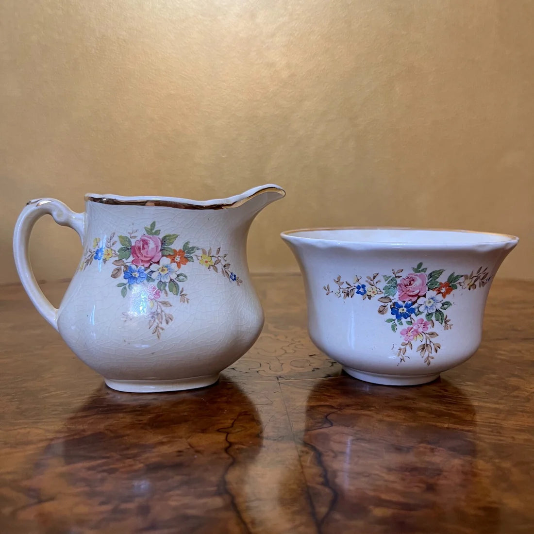 Vintage Royal Staffordshire Honeyglass Milk & Sugar Set