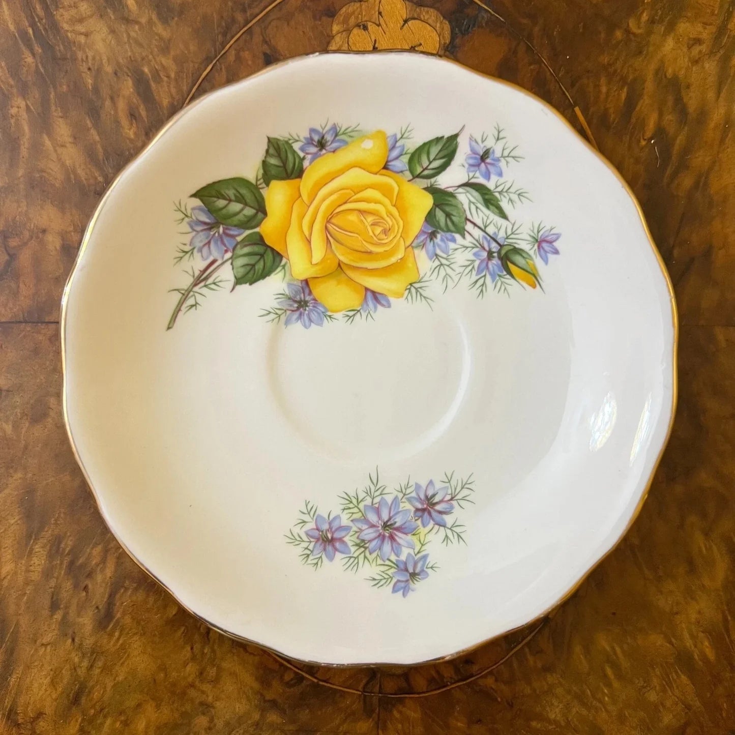 Vintage Royal Vale Yellow Rose Print Saucer