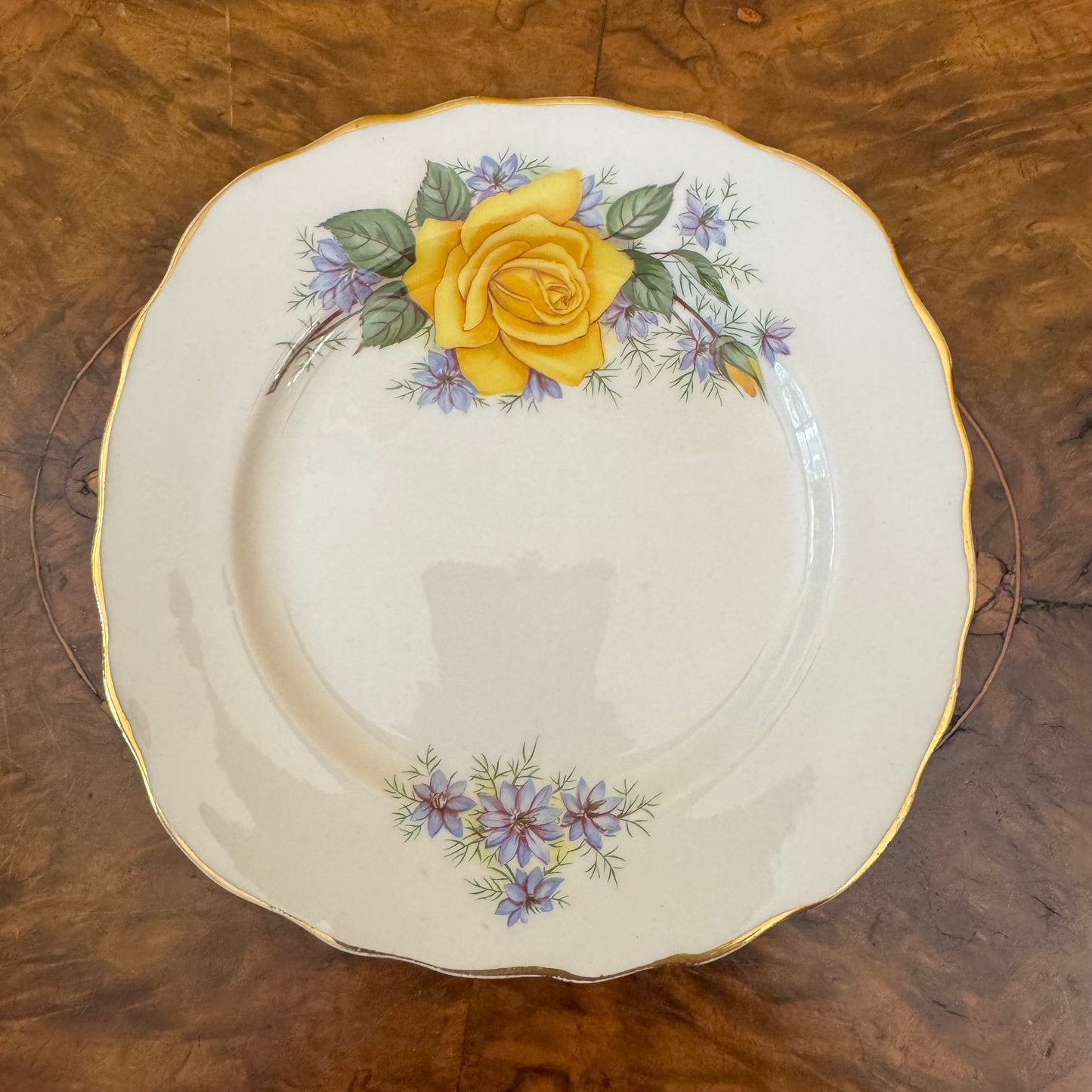 Vintage Royal Vale Yellow Rose Print Saucer 