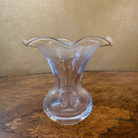 Vintage Ruffled Edge Glass Vase