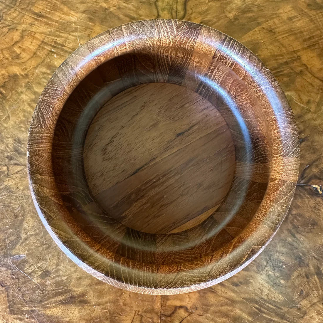 Vintage 1950s Scan Look Wooden Bowl