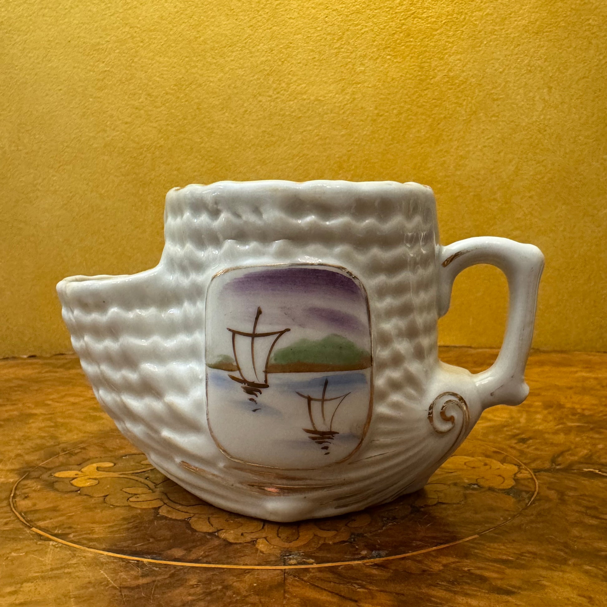 Vintage Shell Pattern Boat Print Shaving Mug 