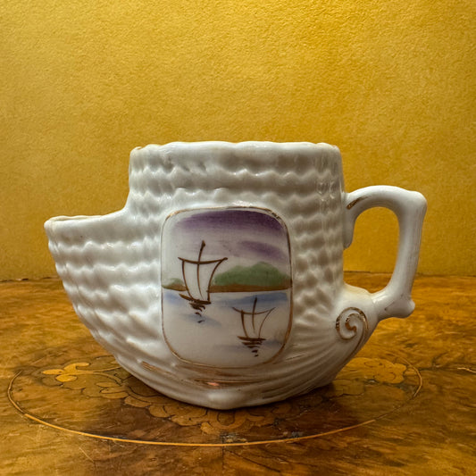 Vintage Shell Pattern Boat Print Shaving Mug 
