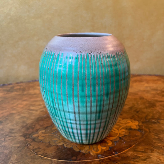 Vintage Shelley Green Brown Ceramic Vase