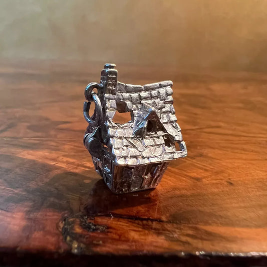 Silver Haunted House With Ghost Pendant Charm