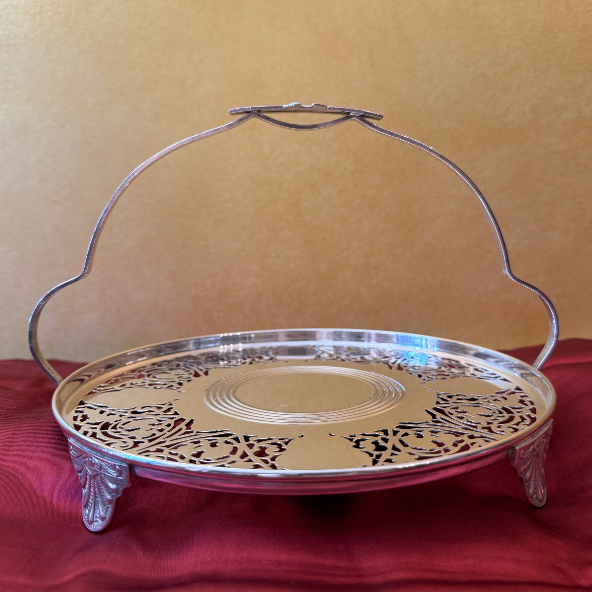 Vintage Silver Plate Cake Serving Platter 
