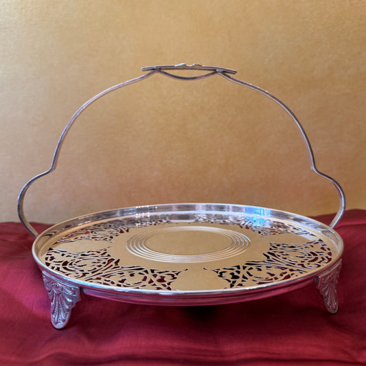 Vintage Silver Plate Cake Serving Platter 