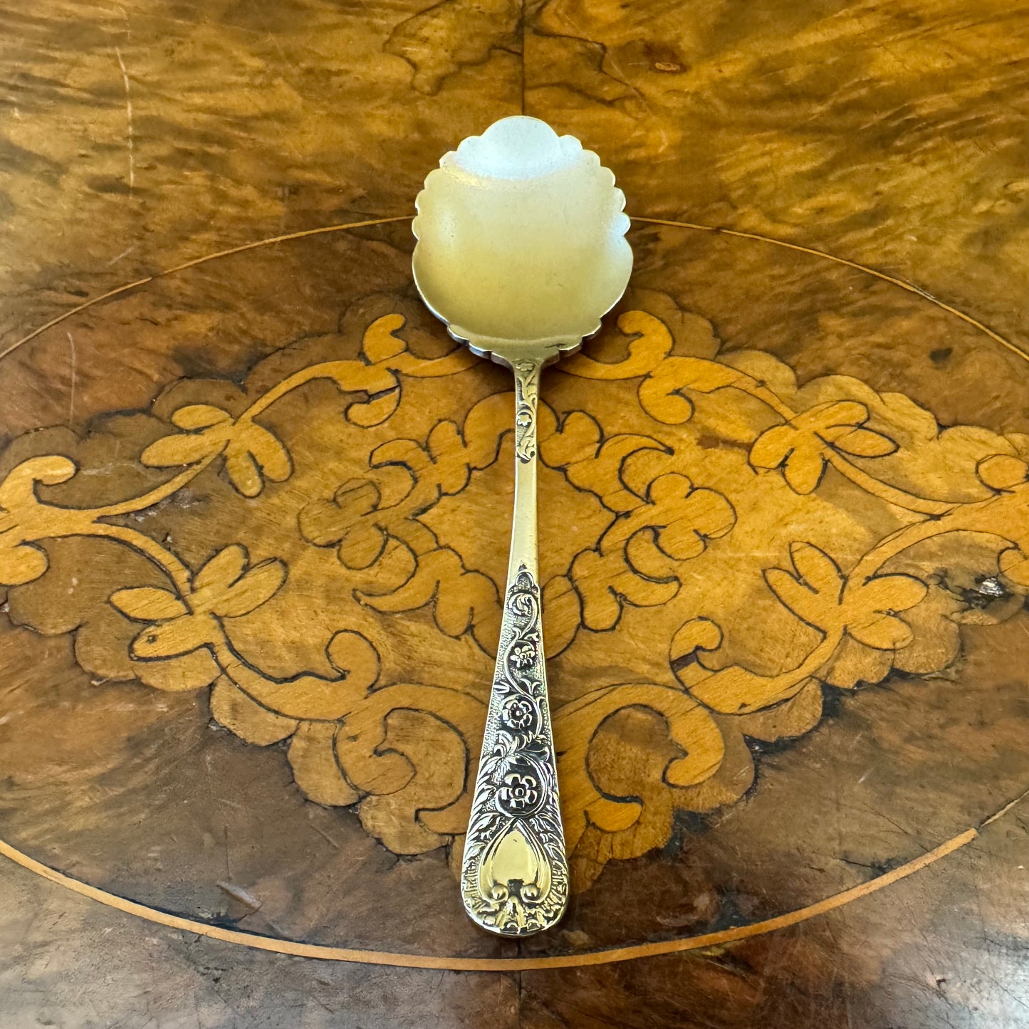 Vintage Silver Plate Floral Engraved Spoon 