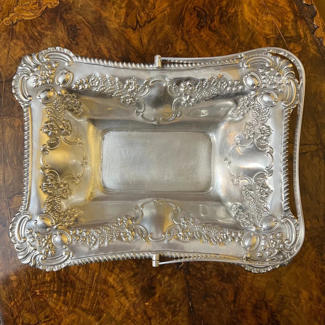 Vintage Silver Plated Tray Bowl With Handle