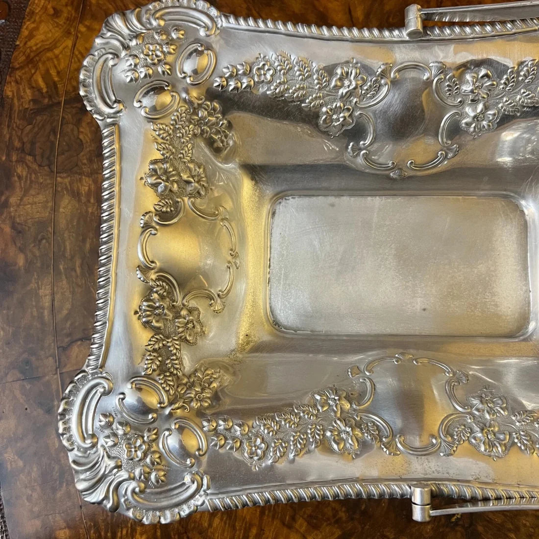 Vintage Silver Plated Tray Bowl With Handle