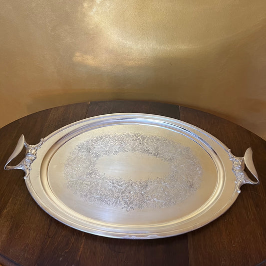 Vintage Silver Plated Large Oval Tray