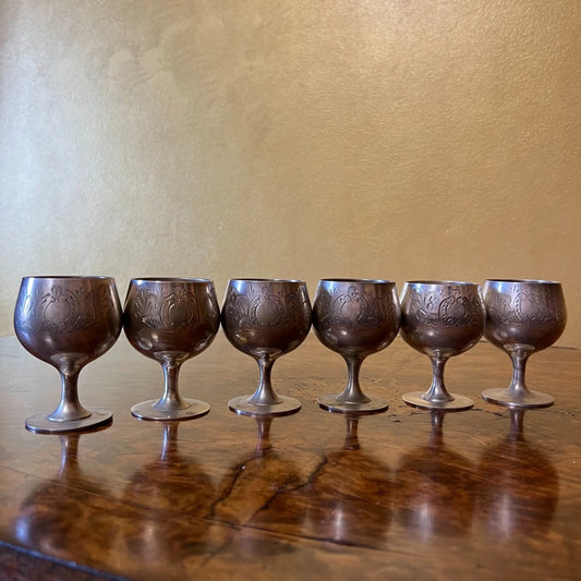 Vintage Silver Plated Port Glasses Set Of Six