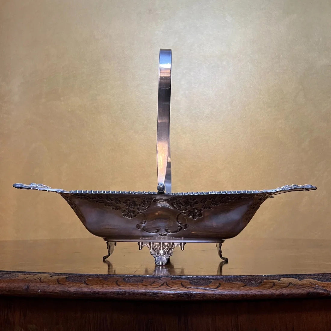 Vintage Silver Plated Tray Bowl With Handle