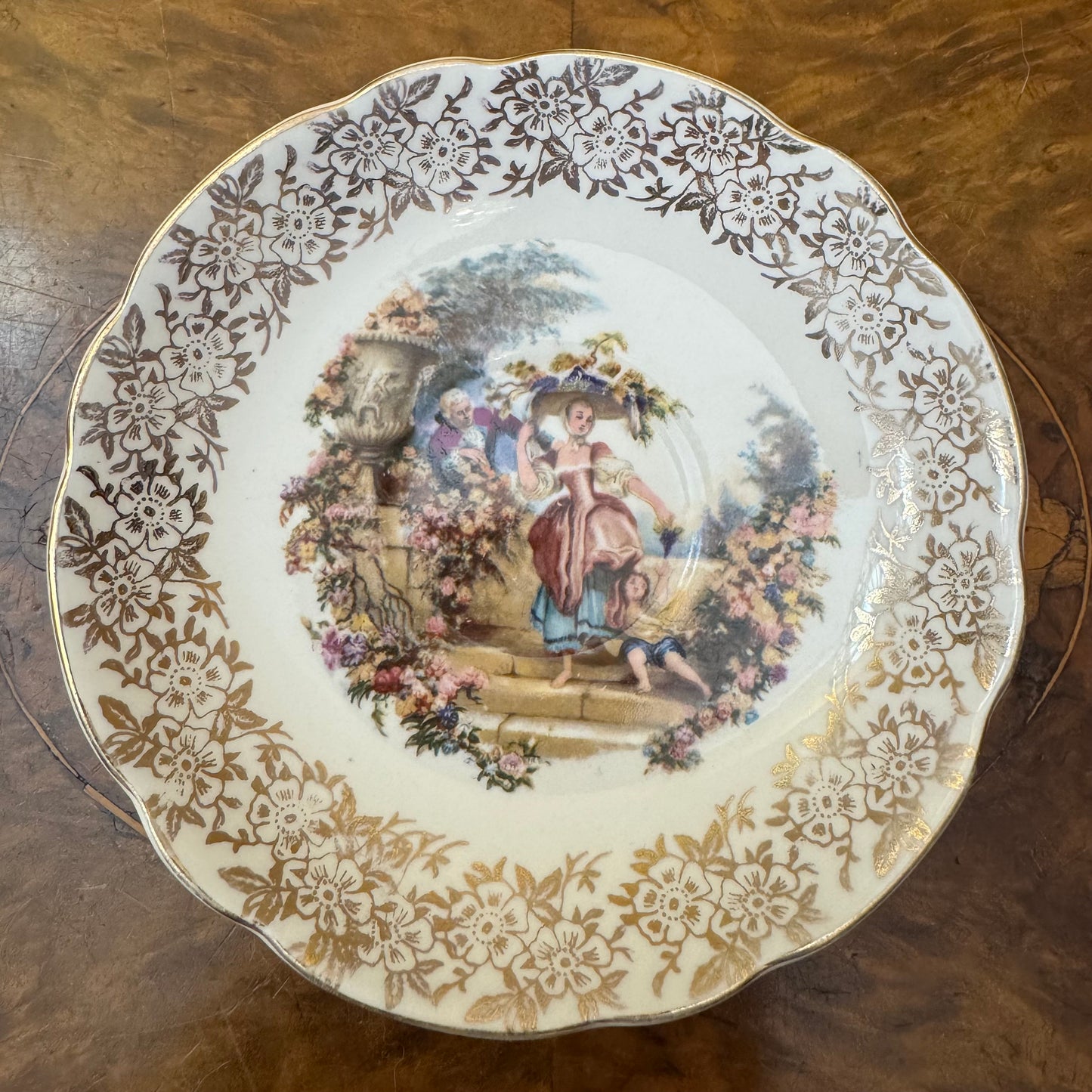 Vintage Springfield Pottery Courting Print Saucer 