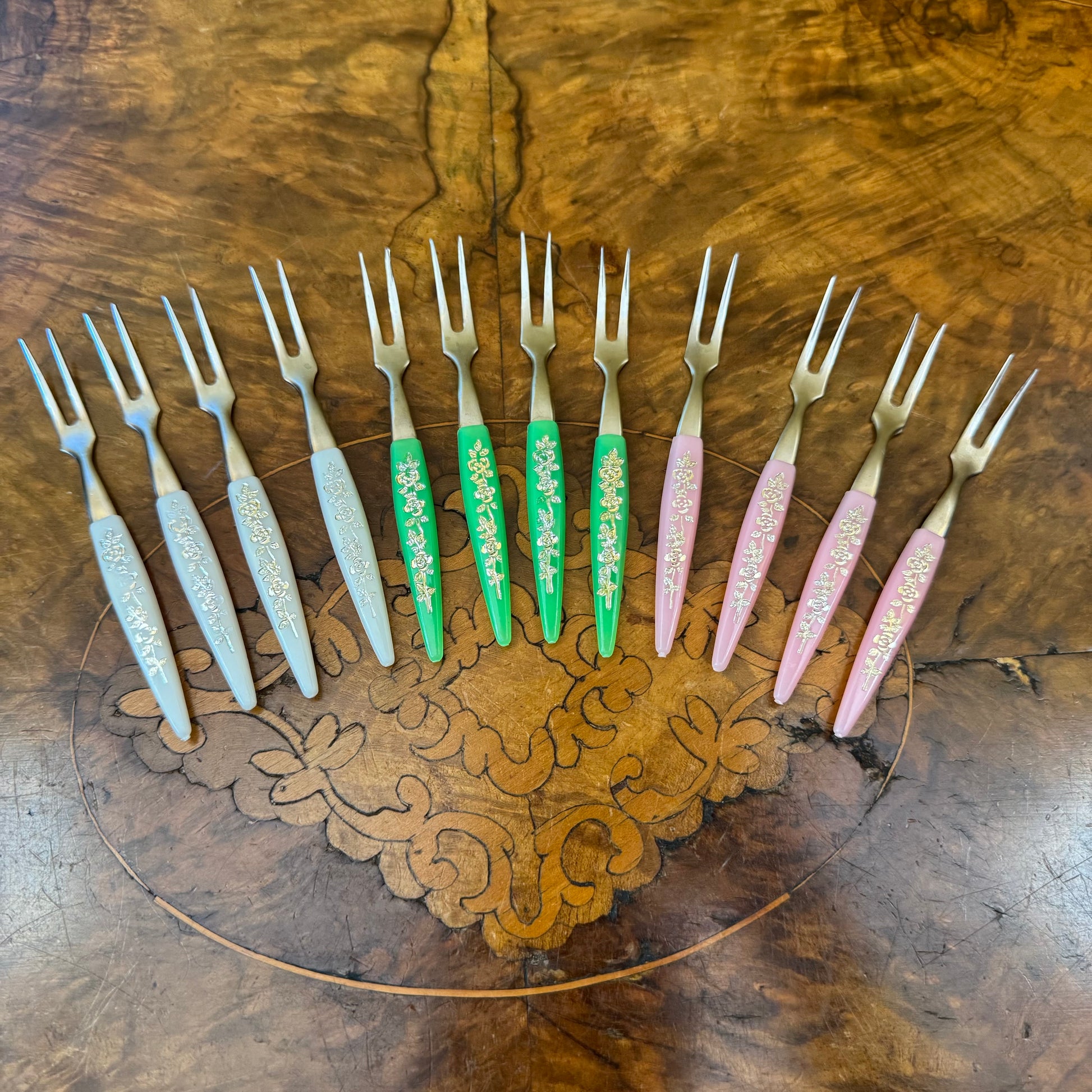 Vintage Stainless Steel Cocktail Little Fork Set Of 12