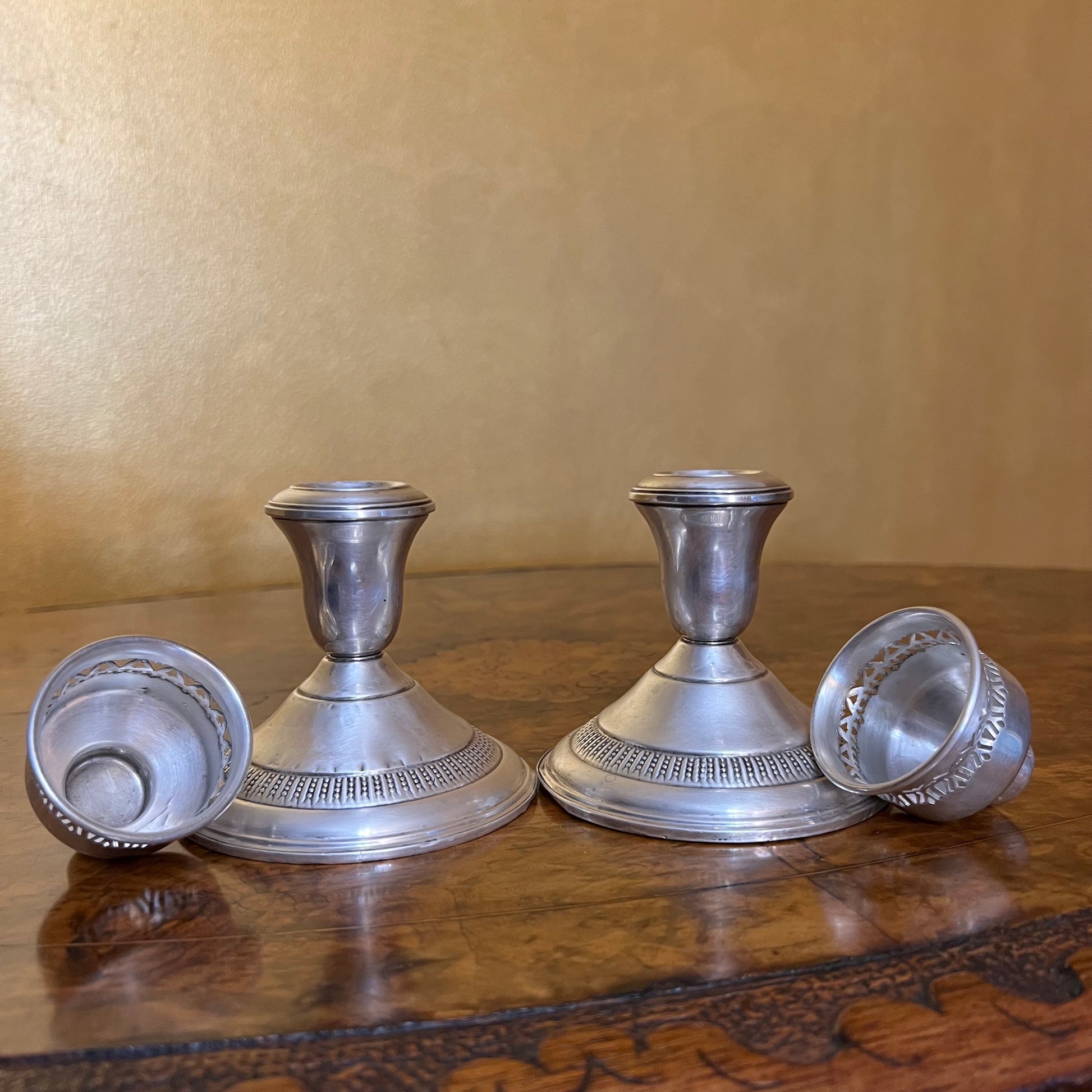 Vintage Sterling Silver Pair Of Candlesticks