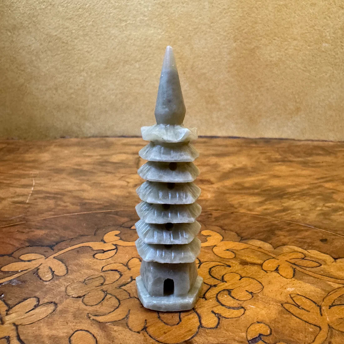 Vintage Stone Carved Miniature Pagoda Tower