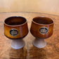 Vintage Dana Safari Pottery Decanter & Two Cups