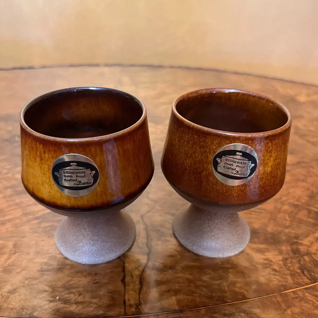 Vintage Dana Safari Pottery Decanter & Two Cups