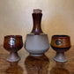 Vintage Dana Safari Pottery Decanter & Two Cups