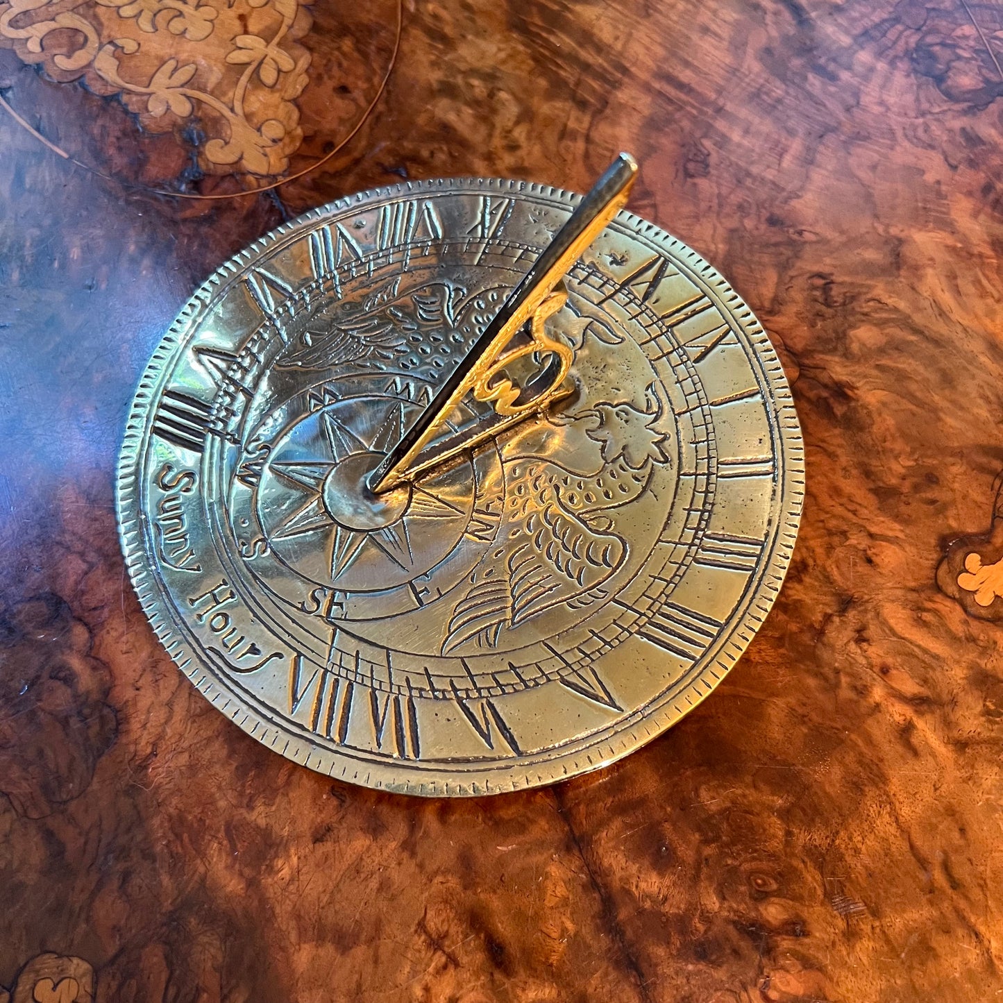 Vintage Sunny Hours Brass Sun Dial