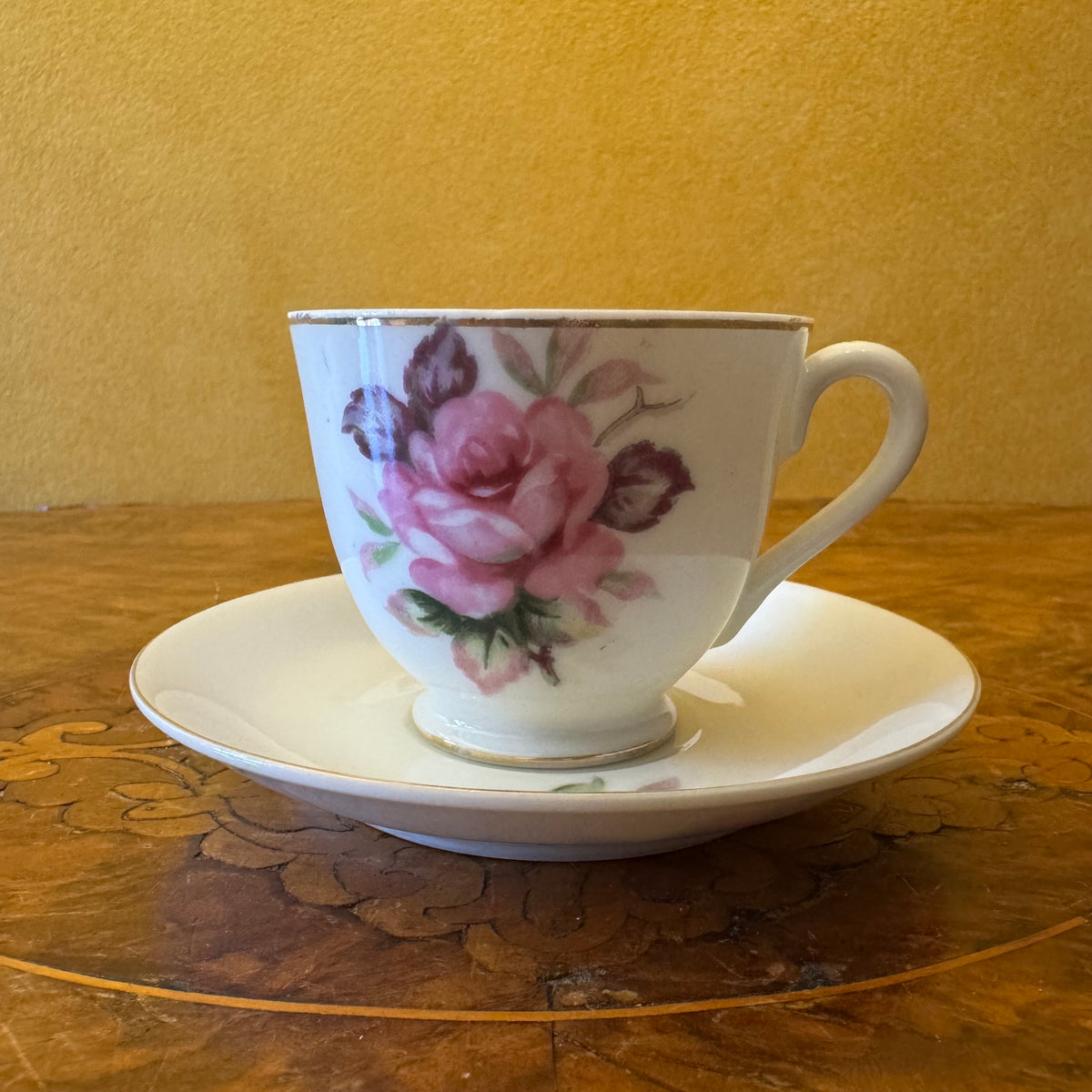 Vintage Superior Quality Floral Print Demitasse Coffee Cup & Saucer 