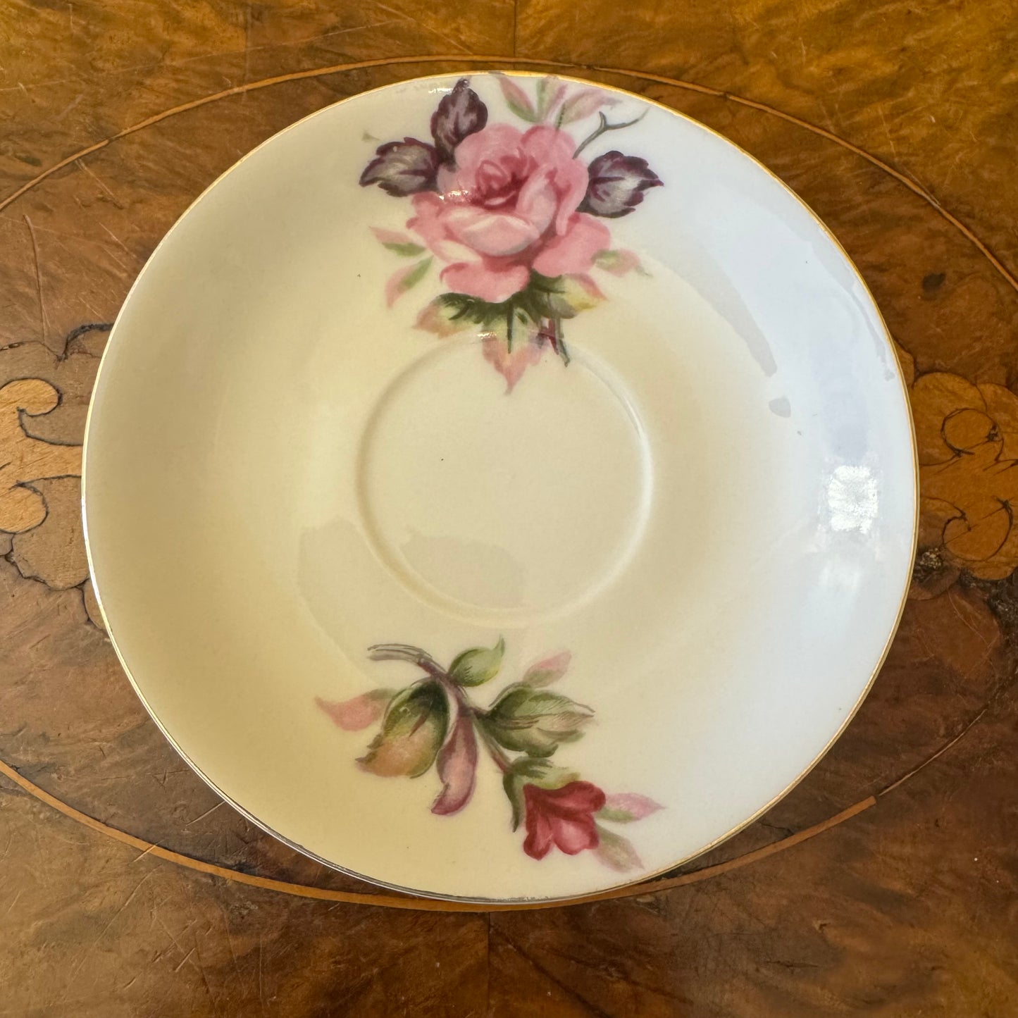 Vintage Superior Quality Floral Print Demitasse Saucer 
