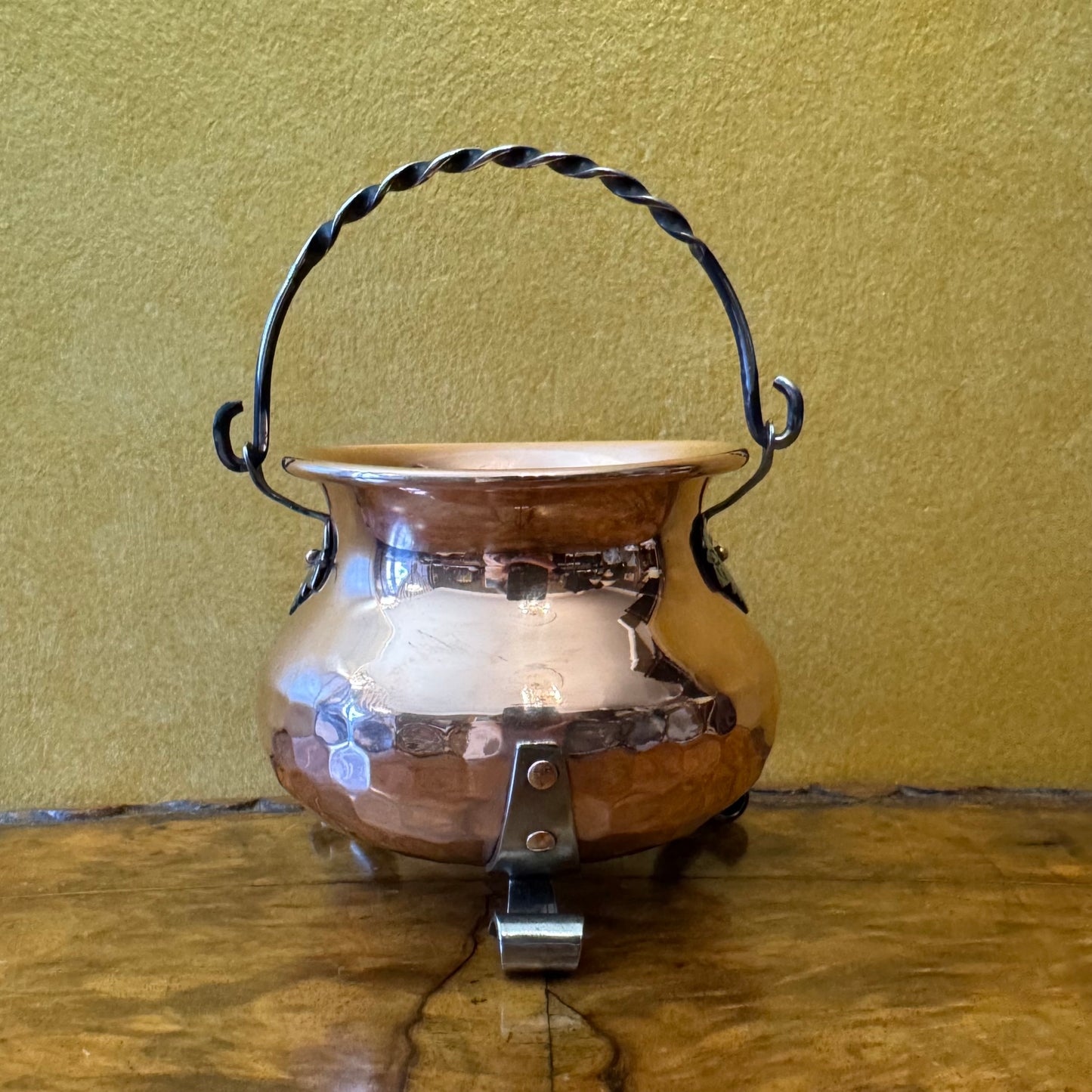 Vintage Swiss Copper Small Cauldron Pot 