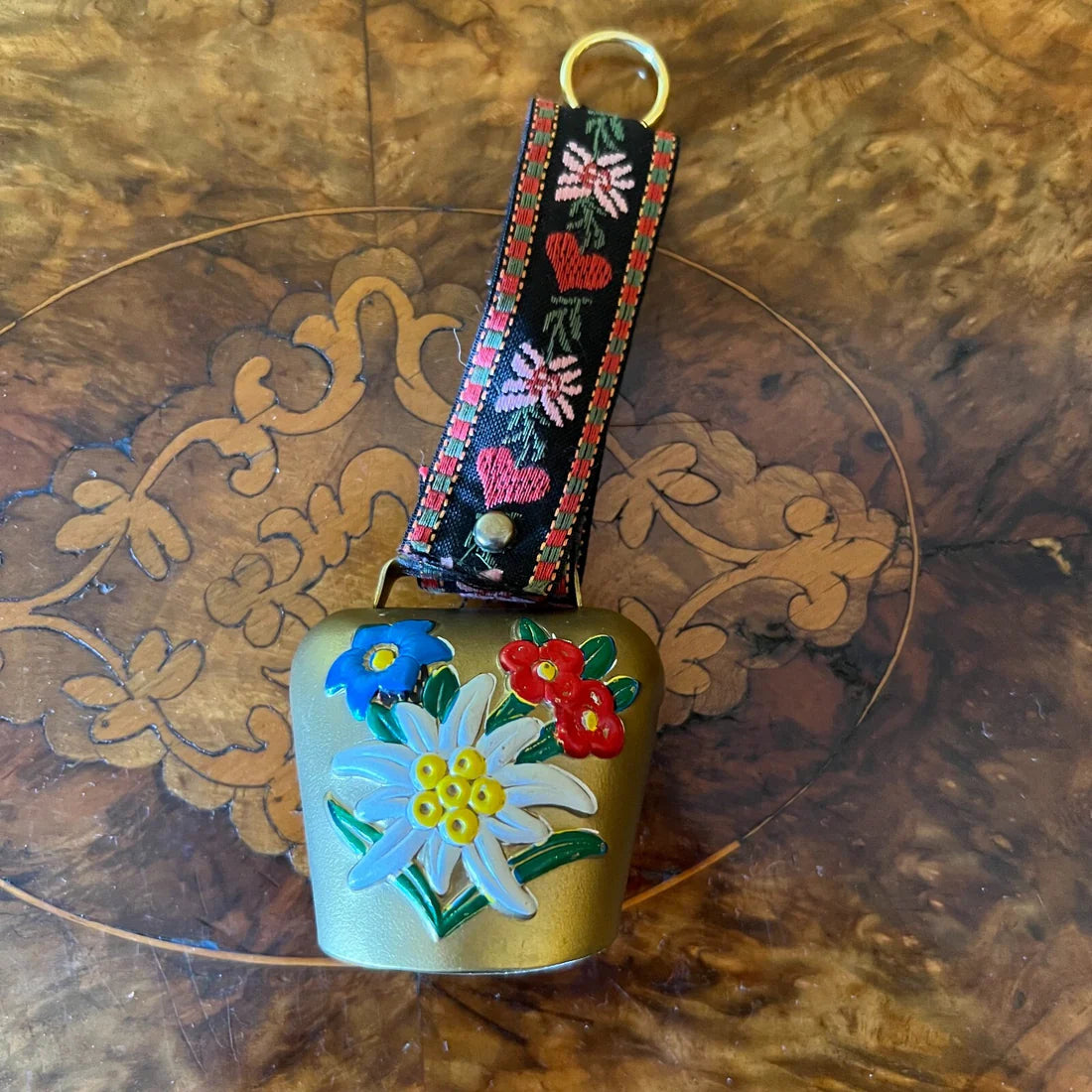 Vintage Swiss Hand Painted Small Cow Bells Pair