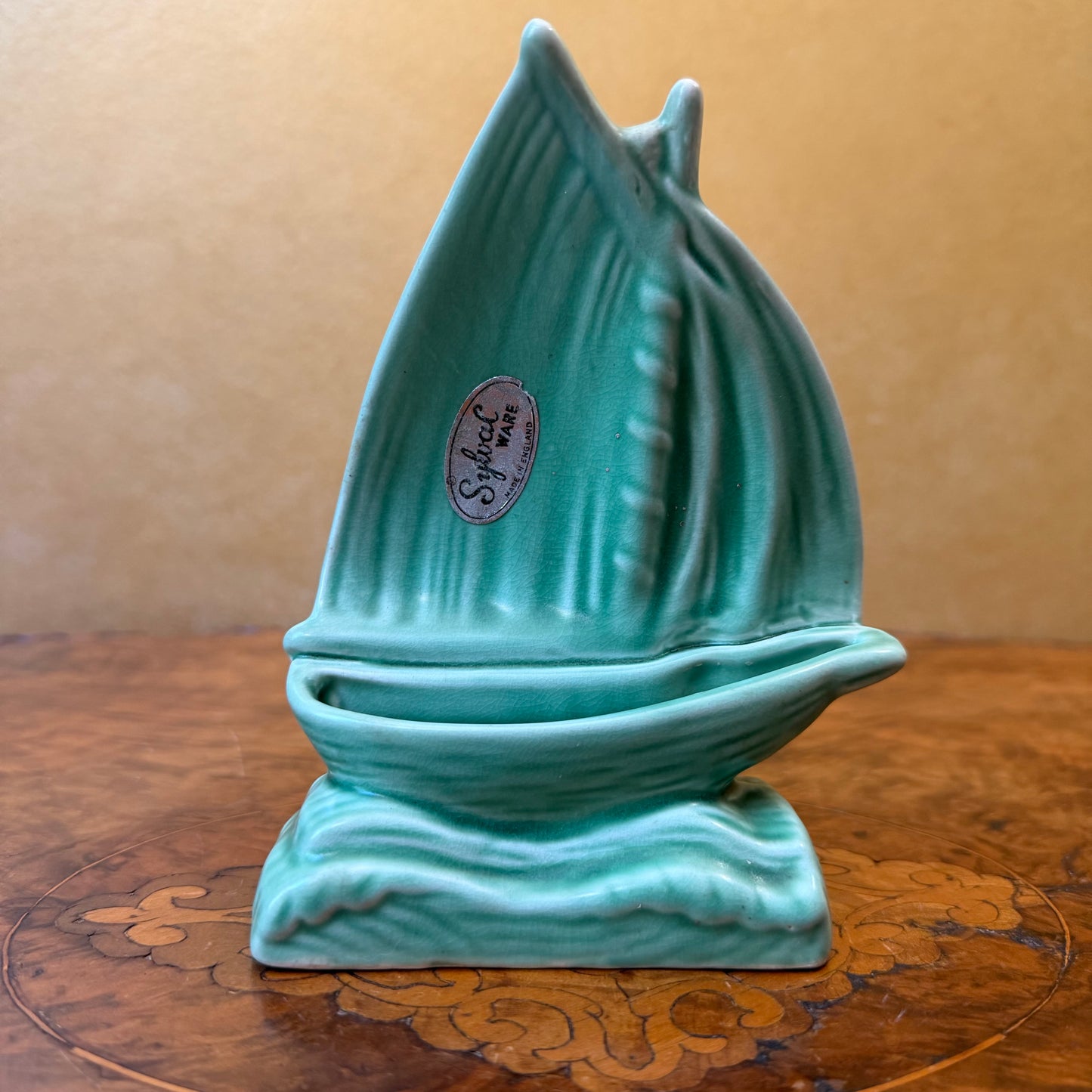 Vintage Sylvac Green Yacht Posy Bowl