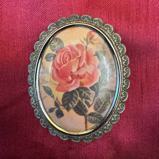 Vintage TL Mott 1950s Rose Design Brooch 