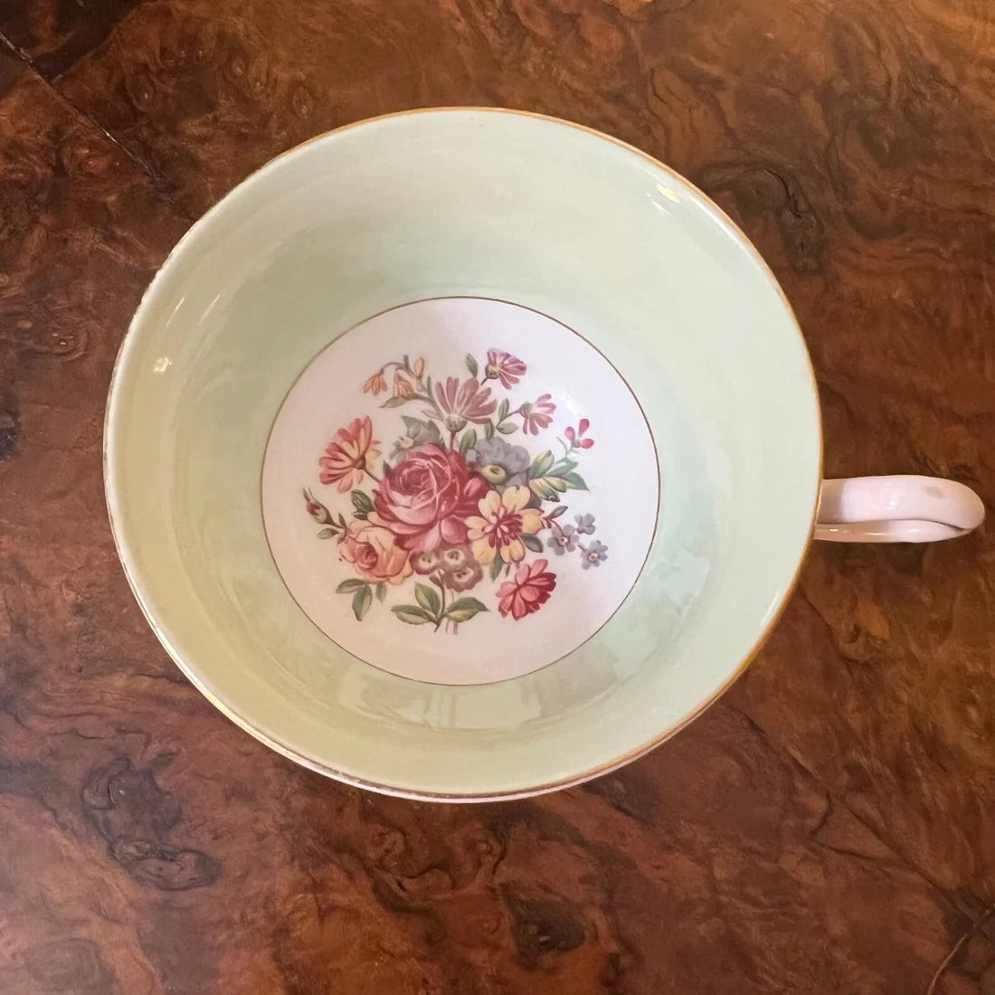 Vintage Taylor & Kent Green Tea Cup Trio Set
