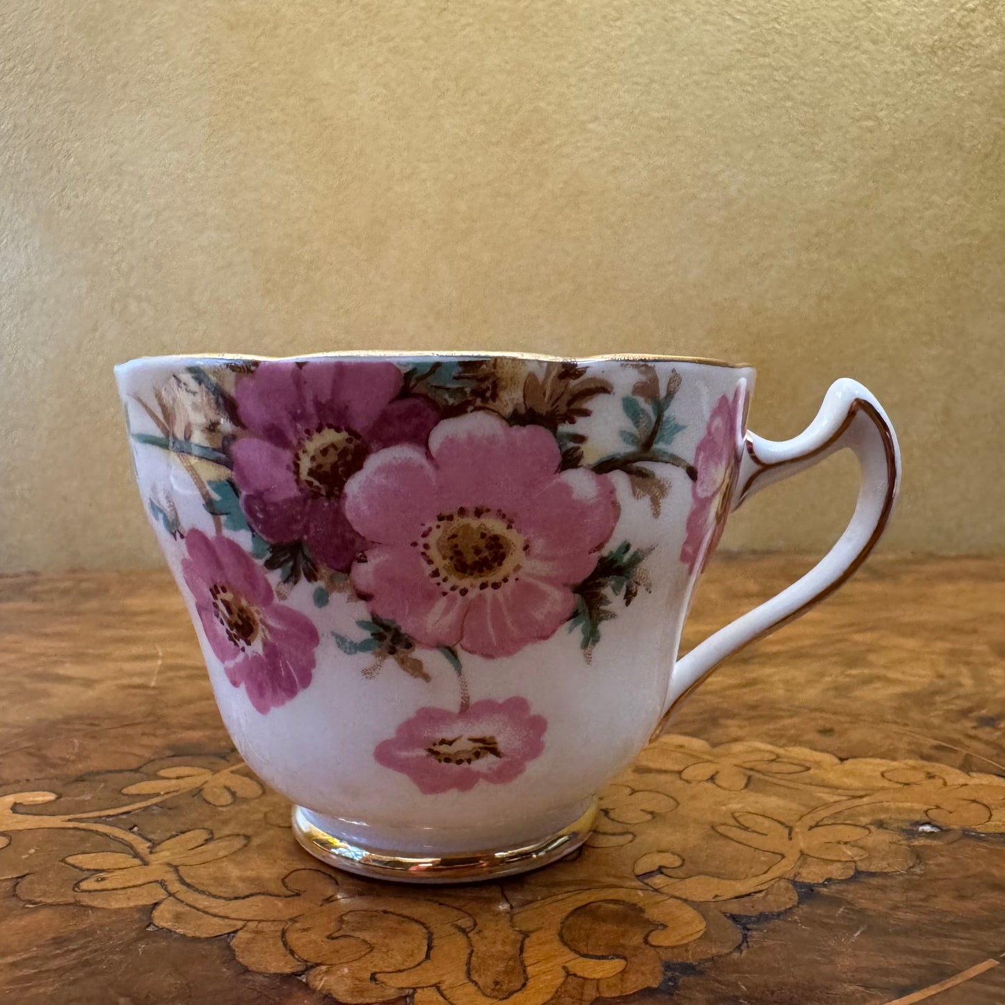 Vintage Trentham Royal Crown Pottery Floral Tea Cup Trio