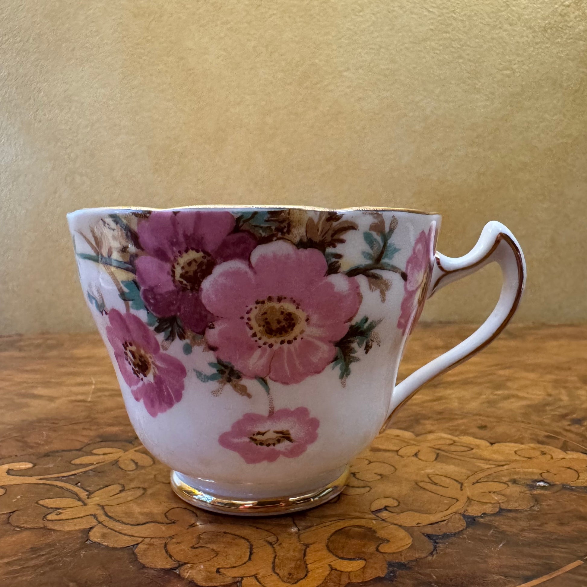 Vintage Trentham Royal Crown Pottery Floral Tea Cup Trio