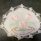Vintage Tulip Embroidered Doily