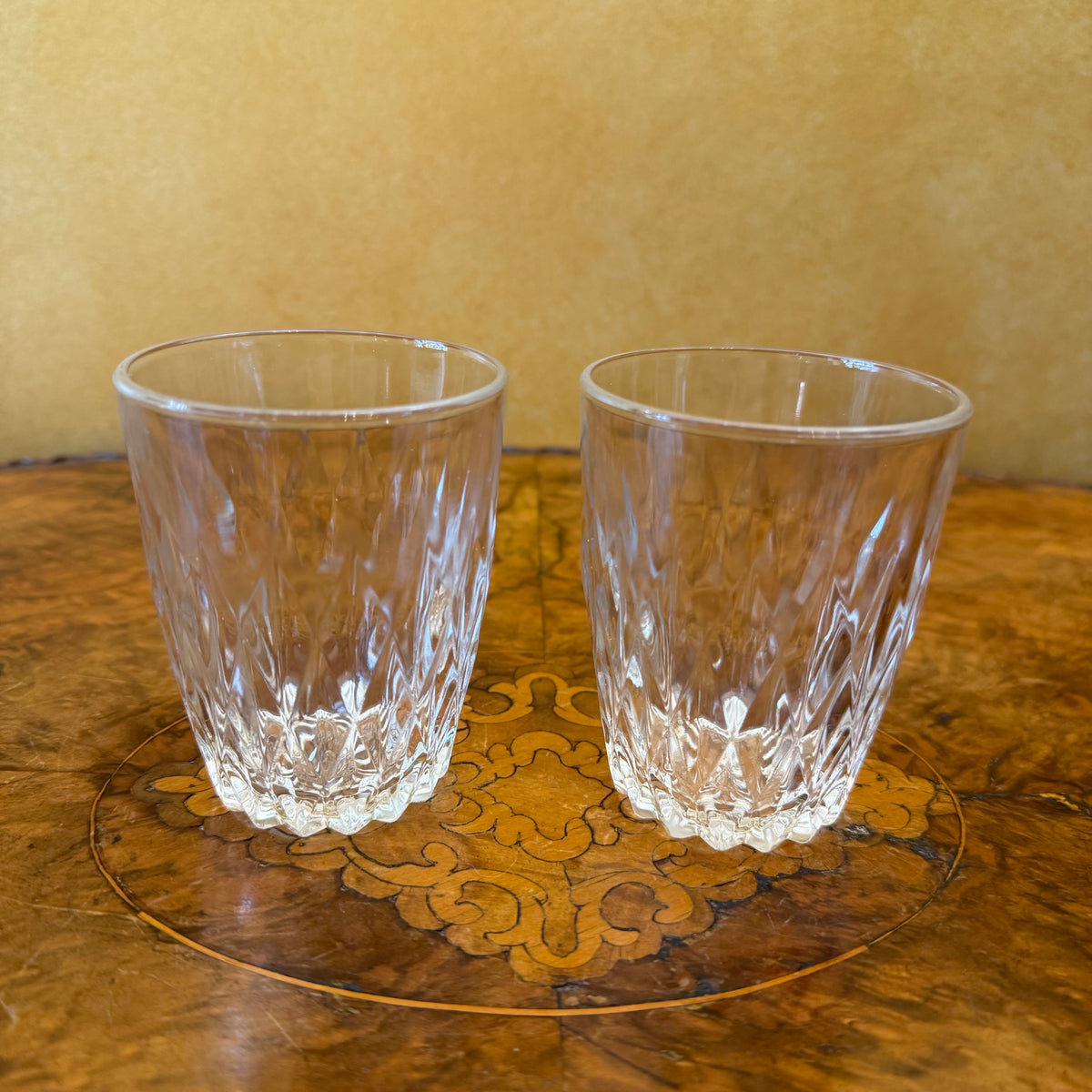Vintage Vetravir Italian Diamond Cut Glass Drinking Glasses 