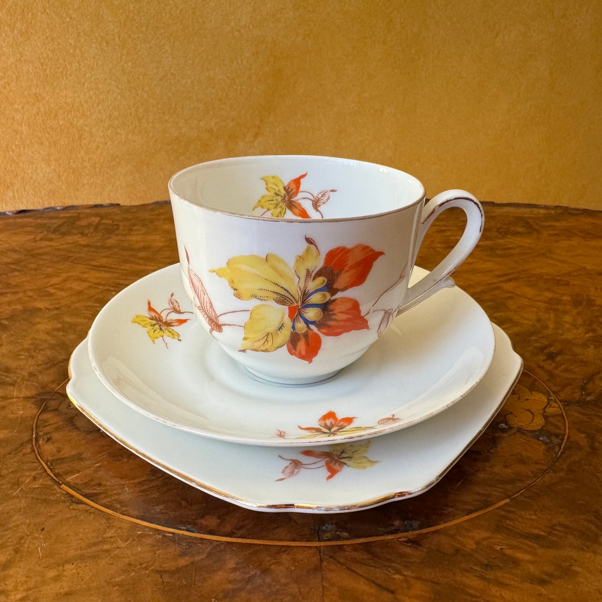 Vintage Victoria Floral Tea Cup Trio