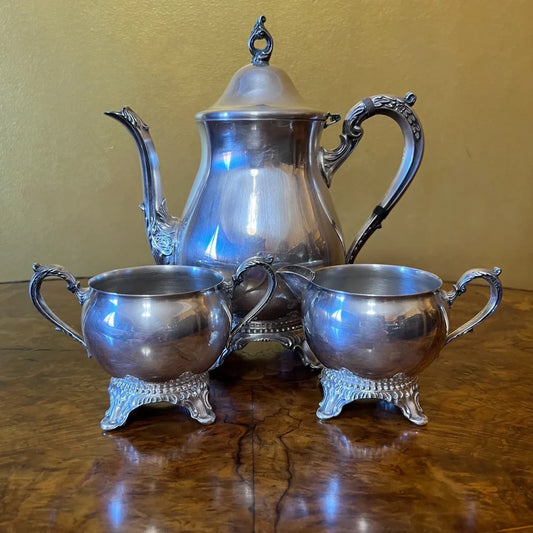 Vintage Viners Silver Plated Tea Pot, Milk Jug & Sugar Set